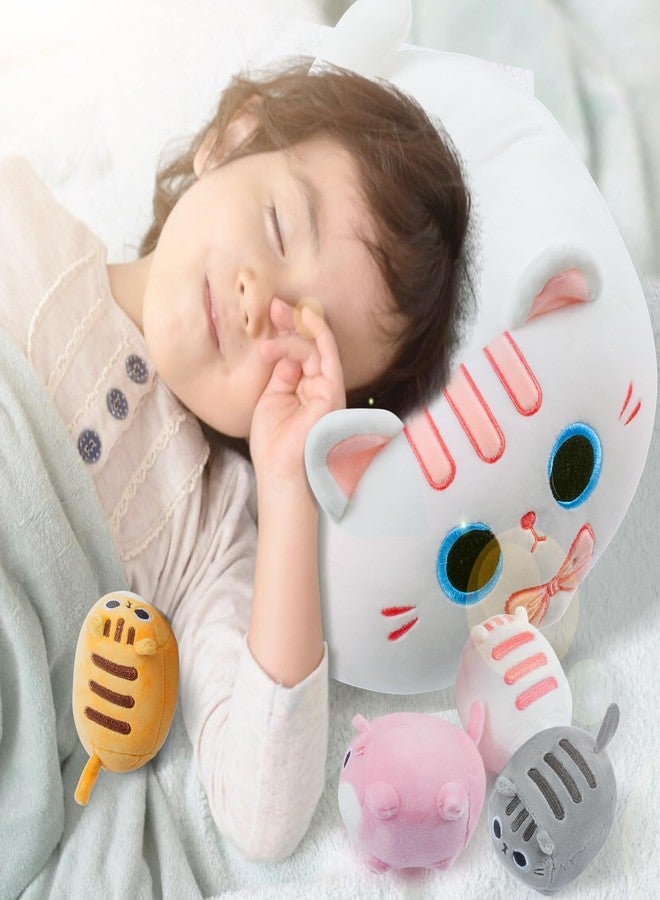 Auspicious beginning White Cat Plush, 5 PCS Cat Plush Stuffed Animal Family, 16" White Cat Mommy Plushie with 4 Baby Kittens Cat Plushies for Kids, Kawaii Cat Plush Toy Christmas Birthday Gifts for Kids Boys Girls - Image 2